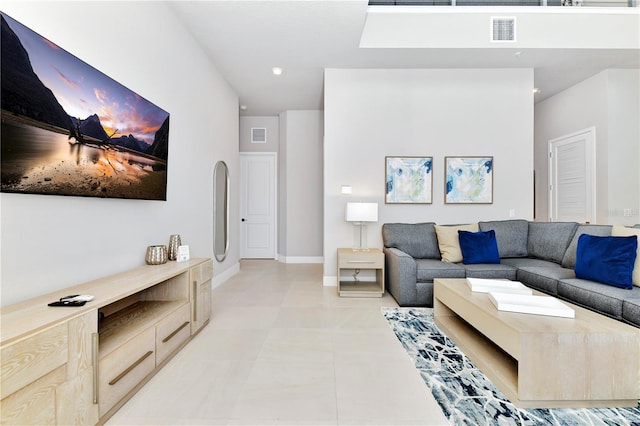 view of tiled living room