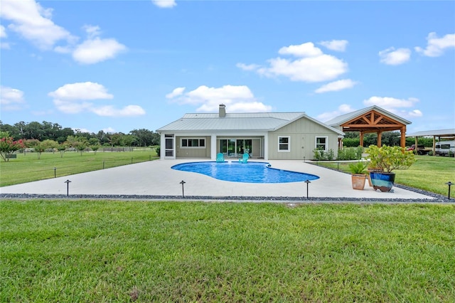 view of swimming pool with a gazebo, a yard, and a patio