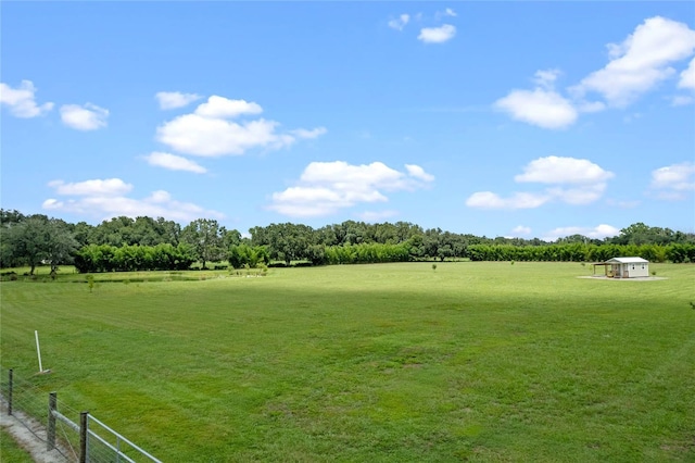 view of yard with a rural view