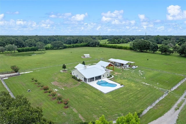 aerial view featuring a rural view