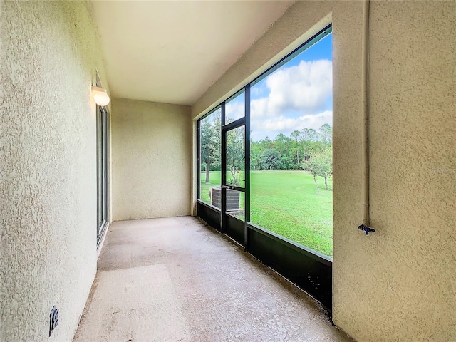 view of unfurnished sunroom