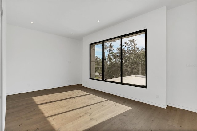 spare room with dark wood-type flooring