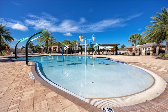 view of pool featuring a patio area