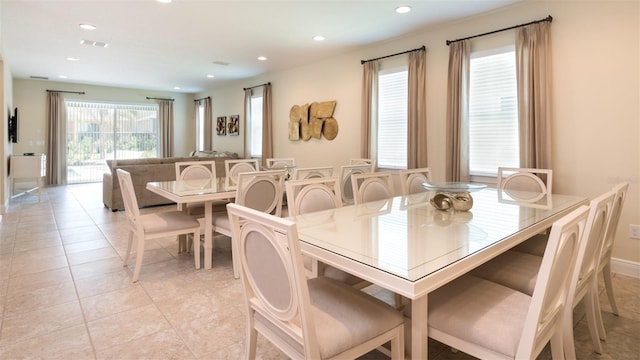 view of tiled dining space