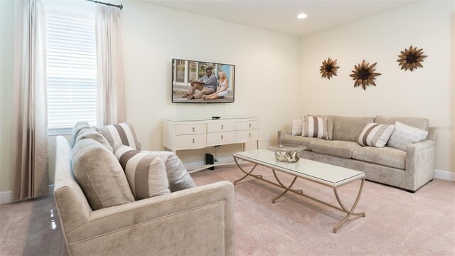 living room with carpet floors