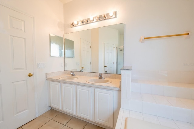 bathroom featuring vanity and tile patterned floors