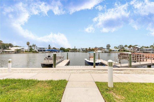 view of dock featuring a water view