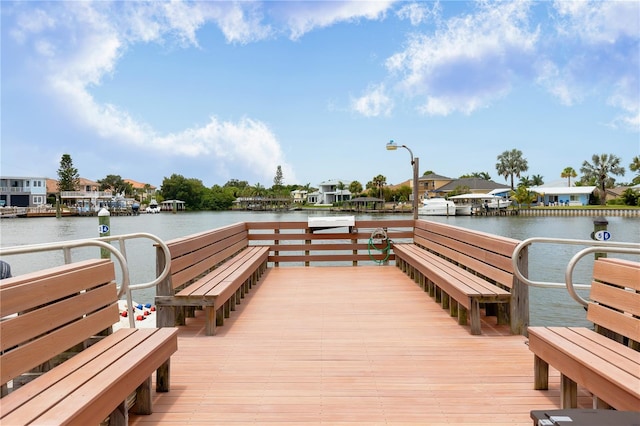 view of dock featuring a water view