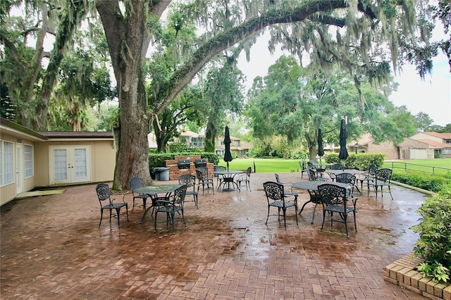 view of patio / terrace featuring french doors