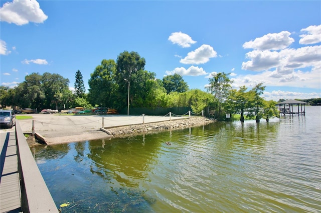 view of dock featuring a water view