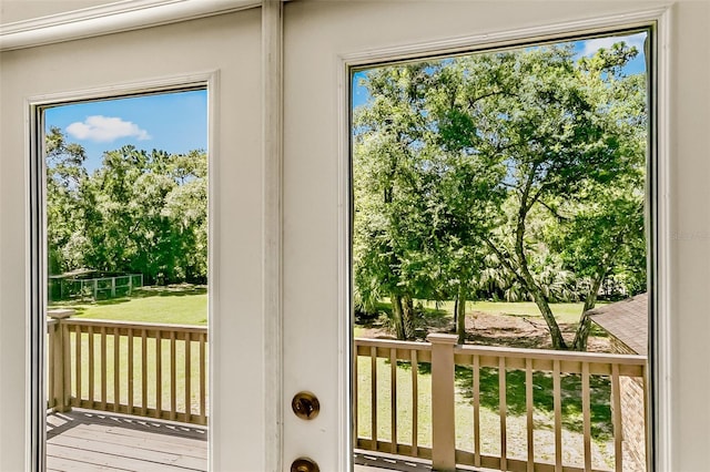 doorway featuring hardwood / wood-style flooring and a wealth of natural light