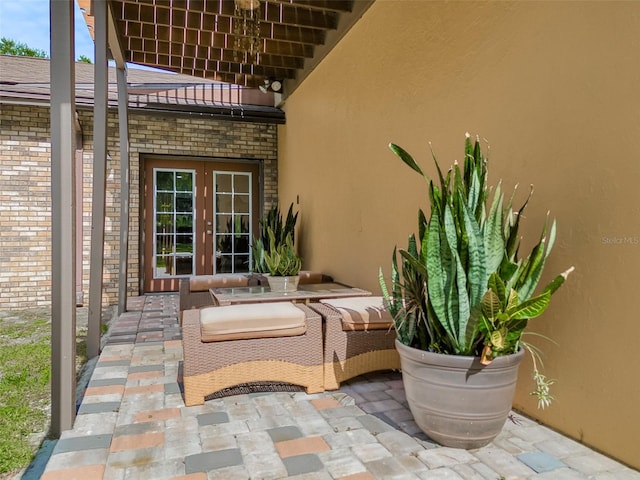 view of patio featuring french doors