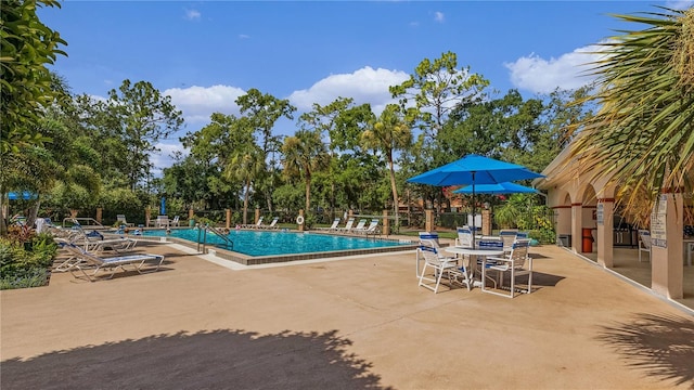 view of pool with a patio area