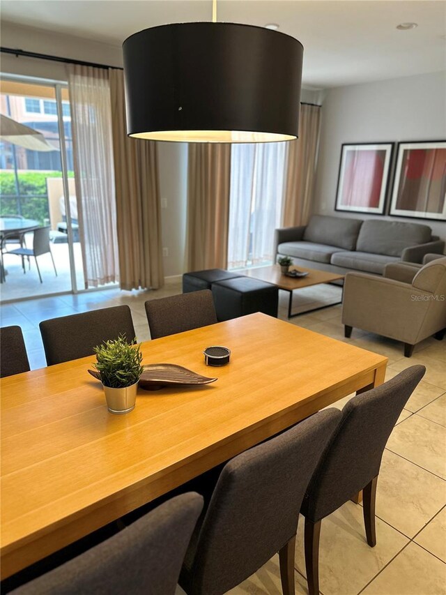 dining room with light tile patterned floors