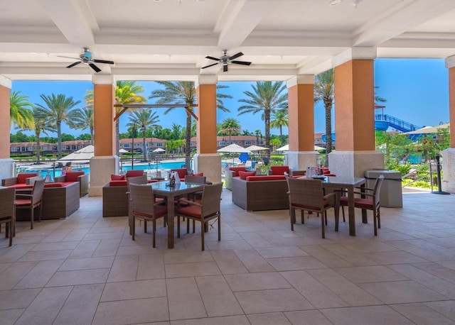 view of patio featuring outdoor lounge area and ceiling fan