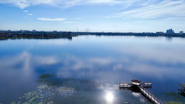 9060 Heritage Bay Cir, Orlando, FL 32836 - view of water feature featuring a boat dock and a city view