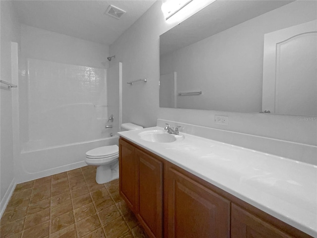 full bathroom with vanity, toilet, and shower / bath combination