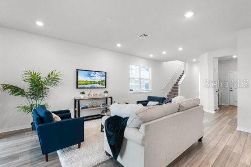 living room featuring light hardwood / wood-style floors