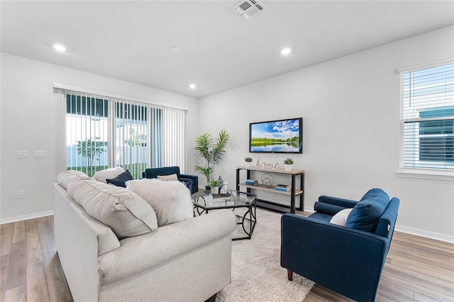 living room featuring light hardwood / wood-style floors