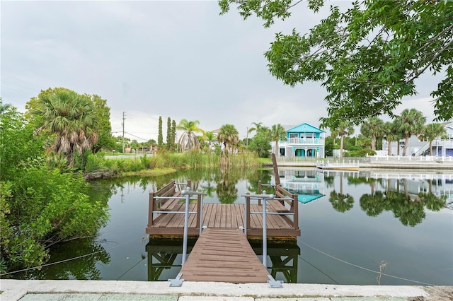 view of dock featuring a water view