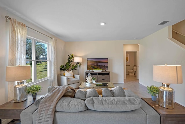 view of tiled living room