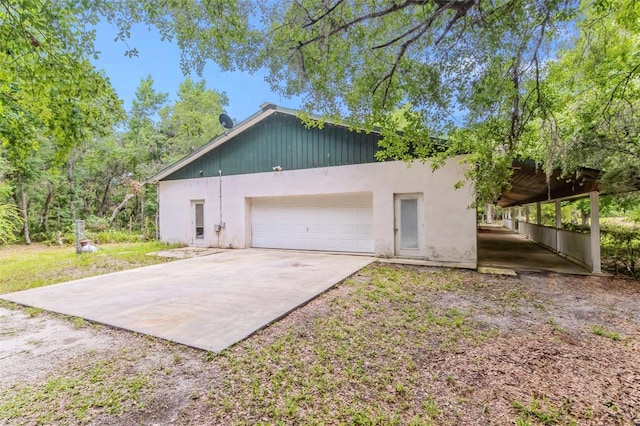 exterior space with a garage