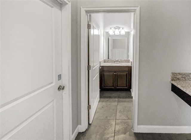 bathroom featuring vanity and tile patterned floors