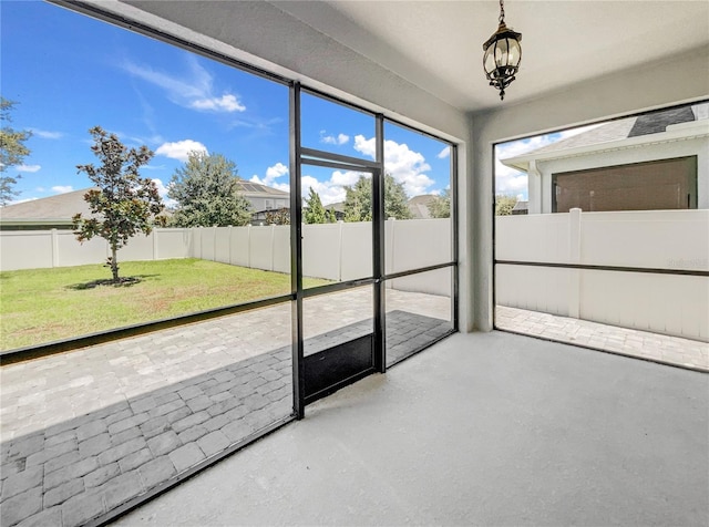 view of unfurnished sunroom