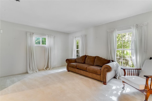 carpeted living room with a healthy amount of sunlight