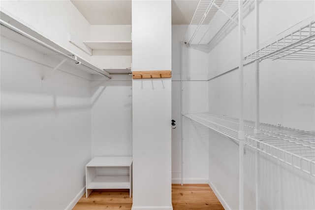 spacious closet with light hardwood / wood-style floors