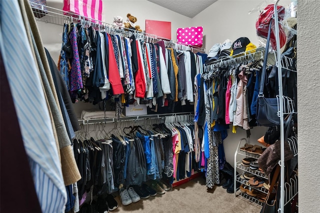 spacious closet with carpet floors