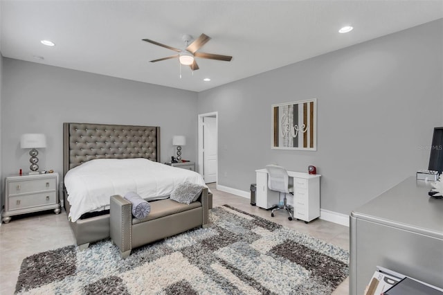 bedroom featuring ceiling fan