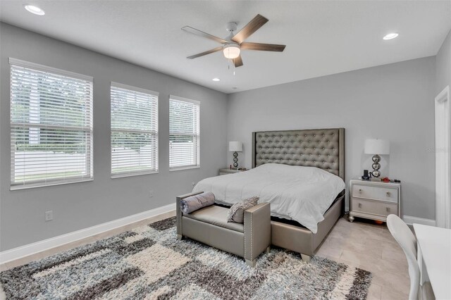 bedroom featuring ceiling fan