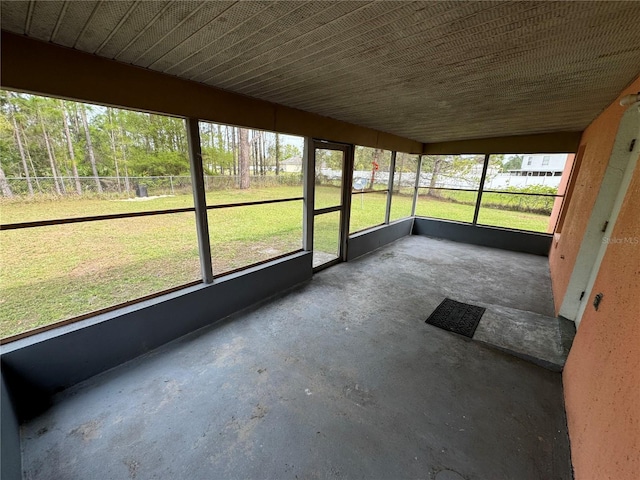 view of unfurnished sunroom