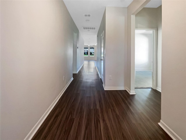 corridor featuring dark hardwood / wood-style floors