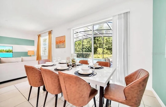 tiled dining area featuring a healthy amount of sunlight