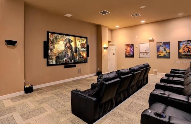 home theater room with carpet