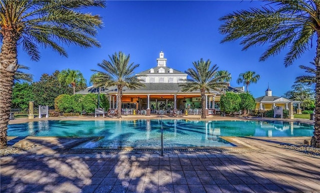 view of pool featuring a patio