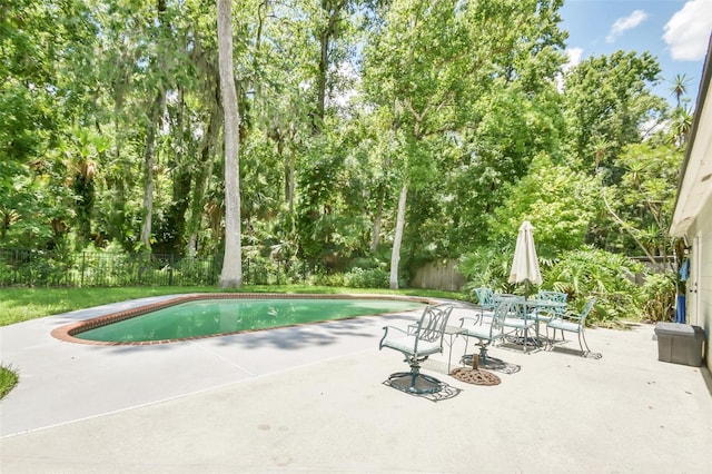 view of swimming pool with a patio area