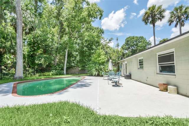 view of swimming pool with a patio