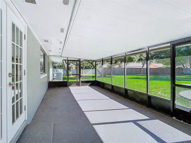 view of unfurnished sunroom