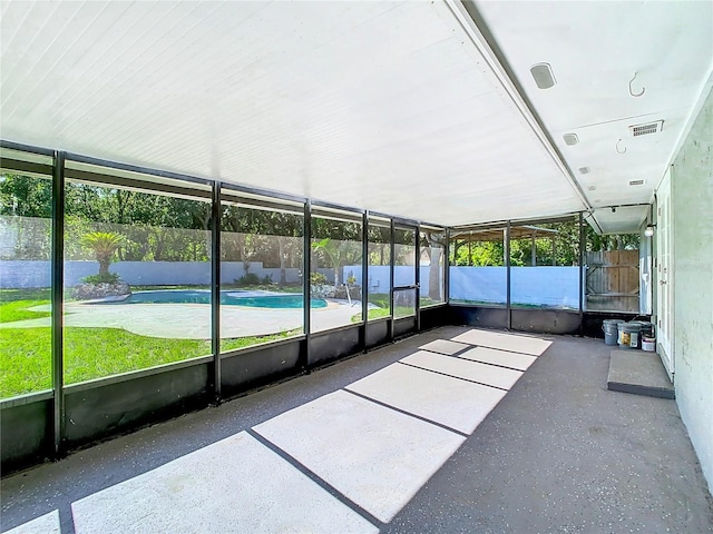 view of unfurnished sunroom