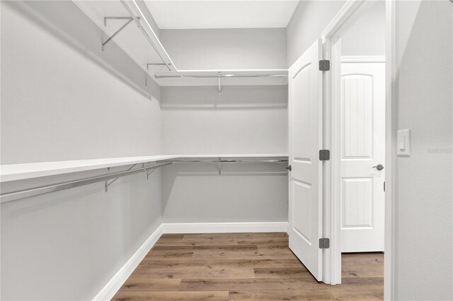 spacious closet with hardwood / wood-style flooring