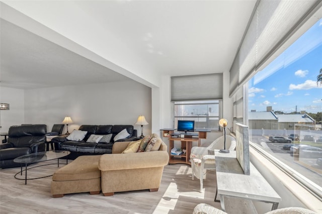 living room featuring light hardwood / wood-style flooring