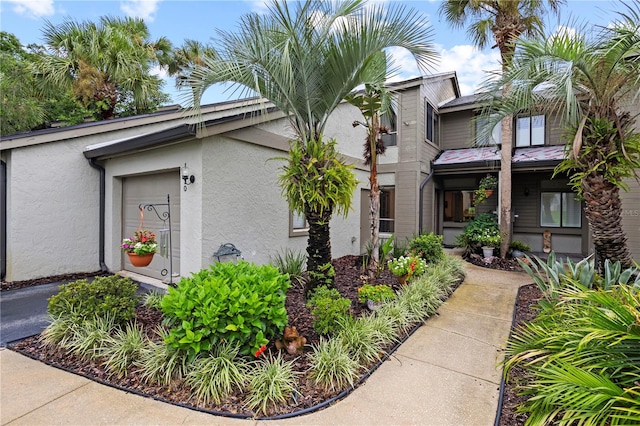 exterior space featuring a garage