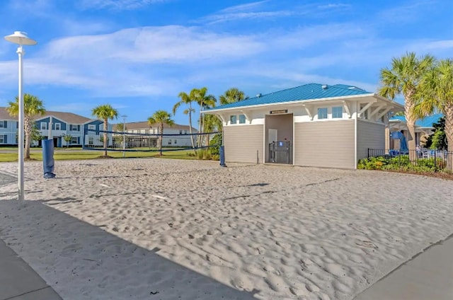 exterior space with volleyball court