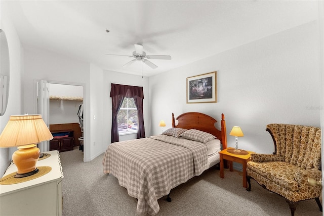 bedroom with carpet flooring and ceiling fan