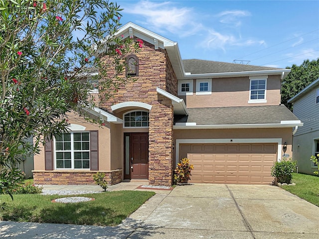 view of front of property featuring a garage