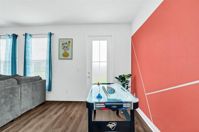 recreation room featuring hardwood / wood-style flooring and plenty of natural light