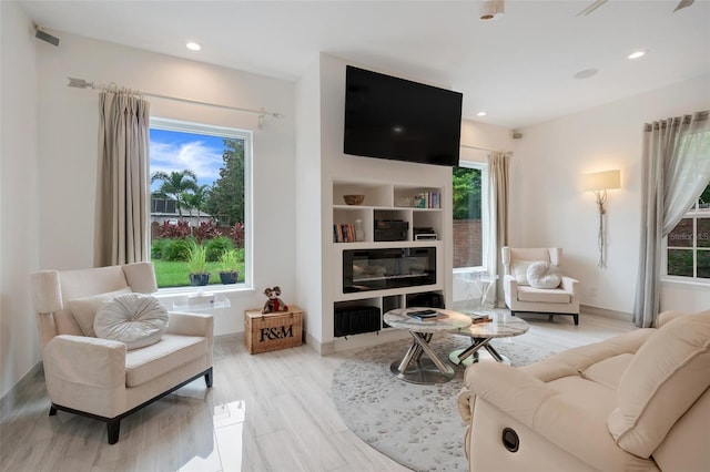 living room featuring light hardwood / wood-style floors